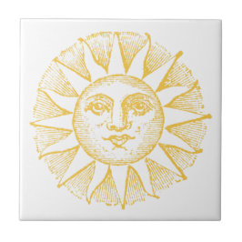 Vintage Gult Sol Decorative Ceramic Tile Kakelplatta