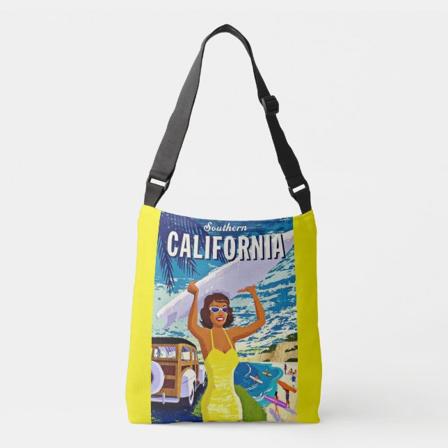 Vintage Gult Southern California Travel Poster Axelväska (Framsida)