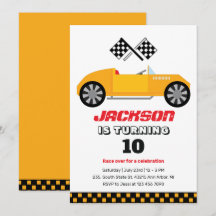 Vintage Gult Tävling Car Kids Boys Birthday