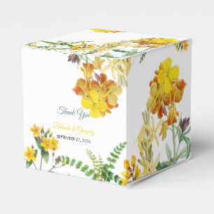 Vintage Gult Vattenfärgad Blommigt Botaniskt Bröll Presentaskar