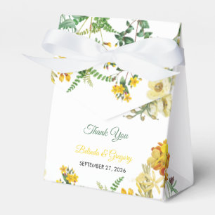 Vintage Gult Vattenfärgad Blommigt Botaniskt Bröll Presentaskar