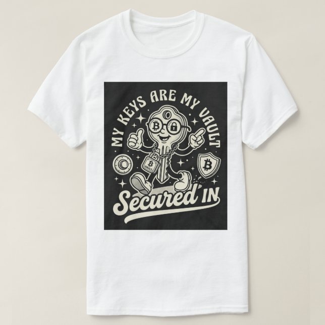 Vintage gummislang nyckel maskot Bitcoin T-Shirt (Design framsida)
