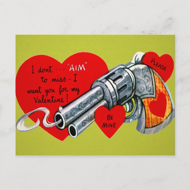 Vintage Gun Valentine Vykort (Framsida)