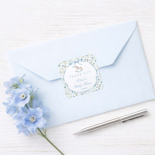 Vintage Gunghäst Baby Shower Fyrkantigt Klistermärke