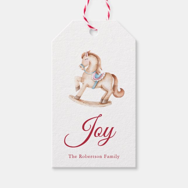 Vintage Gunghäst Jul Presentetikett (Framsidan)