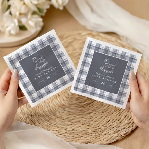 Vintage Gunghäst Preppy Gingham Barnkalas Pappersservett