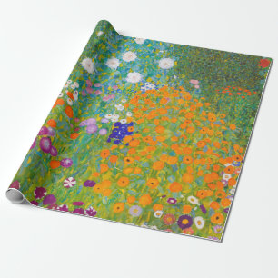 Vintage Gustav Klimt lantlig trädgård blomsterkons Presentpapper