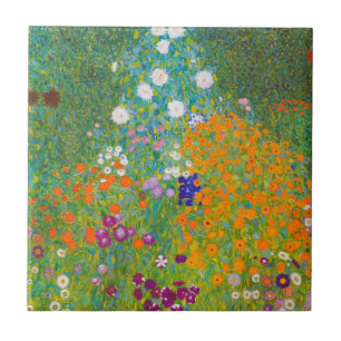 Vintage Gustav Klimt stilhage blomsterkonst Kakelplatta