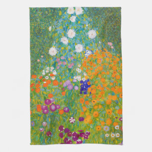 Vintage Gustav Klimt stilhage blomsterkonst Kökshandduk