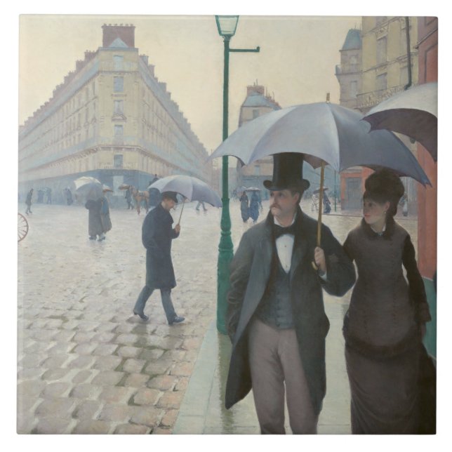 Vintage Gustave Caillebott Paris Street Rainy Day Kakelplatta (Framsidan)