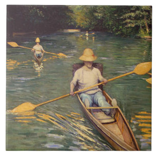 Vintage Gustave Caillebotte Skiffs på Yerres Kakelplatta