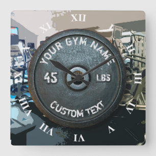 Vintage Gym Owner eller User Fitness 45 Pounds Fun Fyrkantig Klocka