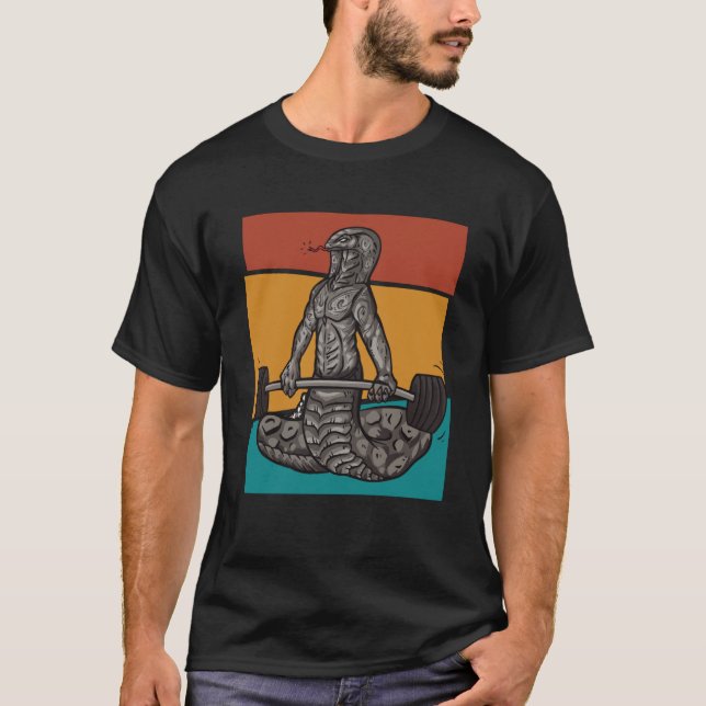 Vintage Gym Weightlifting Snake T Shirt (Framsida)