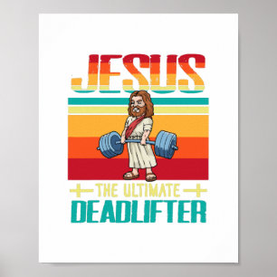 Vintage Gymer Jesus Ultimate Deadlifter Merry Poster