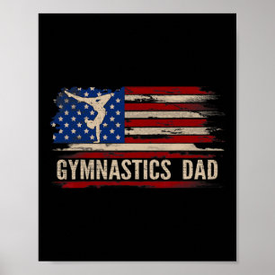 Vintage Gymnastics Pappa American USA flagga Sport Poster