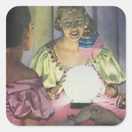Vintage Gypsy Fortune Teller Seance Fyrkantigt Klistermärke