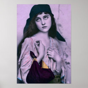 Vintage Gypsy Girl Violet Print Poster