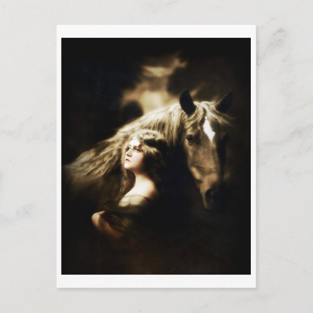 Vintage Gypsy Girl with Horse Vykort (Framsida)