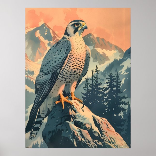 Vintage Gyrfalcon Illustration Poster (Framsidan)