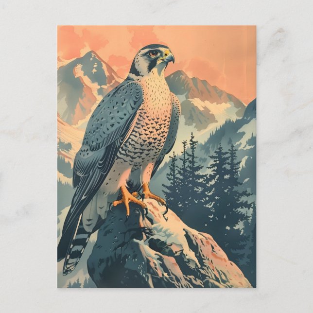 Vintage Gyrfalcon Illustration Vykort (Framsida)