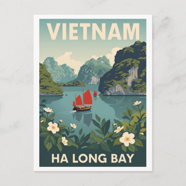 Vintage Ha Long Bay Vykort (Framsida)