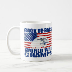 Vintage ha på sig världskrigmästareörn & US-flagga Kaffemugg