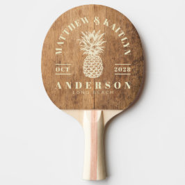 Vintage Hackblock Tropisk Ananas Bröllop Pingisracket