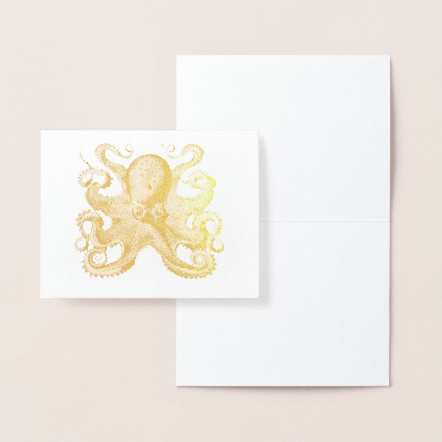 Vintage Haeckel Octopus Folierat Kort (Display)