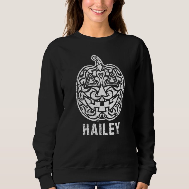 Vintage Hailey Halloween Socker Skalle Design T Shirt (Framsida)