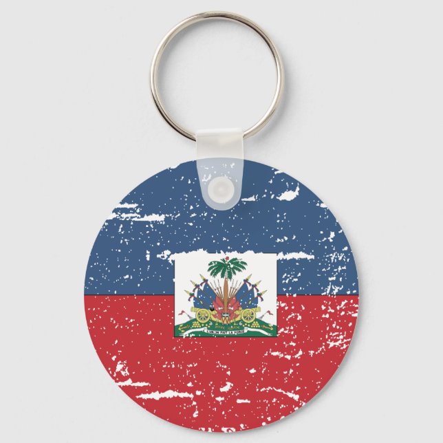 Vintage Haiti Flagga Nyckelring (Framsida)