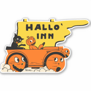Vintage Hallo Inn stor vinylkonturklippssymbol Klistermärken