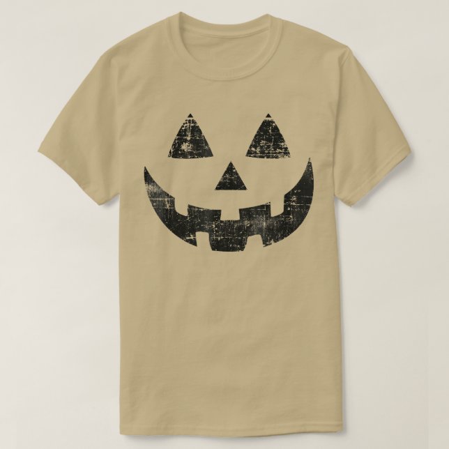 Vintage Halloween 2022 Pumpkin Jackolantern Ansikt T Shirt (Design framsida)