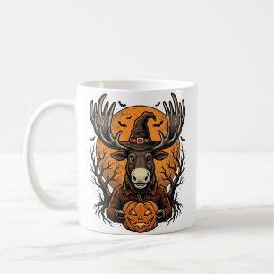 Vintage Halloween Älg Pumpa Häxa Hatt Tröja_1 Kaffemugg