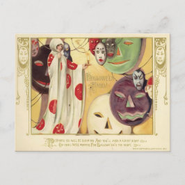 Vintage Halloween Ansikte Vykort