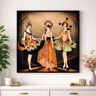 Vintage Halloween Art Deco Flapper Affisch 1920-