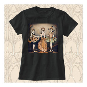 Vintage Halloween Art Deco Flapper Affisch 1920- T Shirt