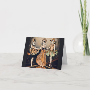 Vintage Halloween Art Deco Flapper Affisch 1920- Tack Kort