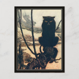 Vintage Halloween Arthur Rackham Black Cat Vykort