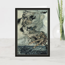 Vintage Halloween Arthur Rackham Flies Witches Kort