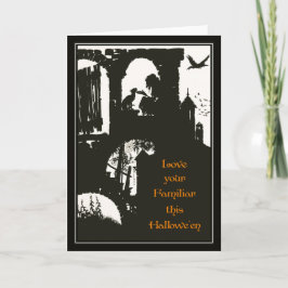 Vintage Halloween Arthur Rackham Witch + Black Cat Kort