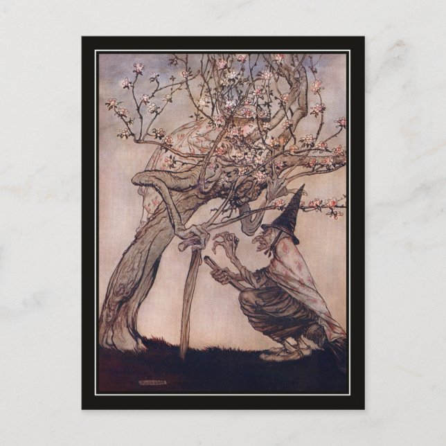 Vintage Halloween Arthur Rackham Witch Vykort (Framsida)