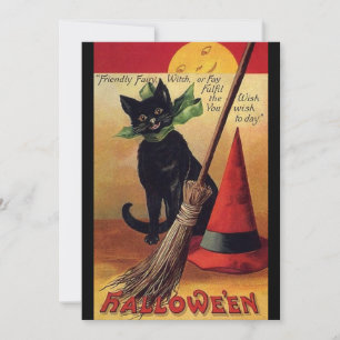 Vintage Halloween av Ellen Clapsaddle, Black Cat Inbjudningar