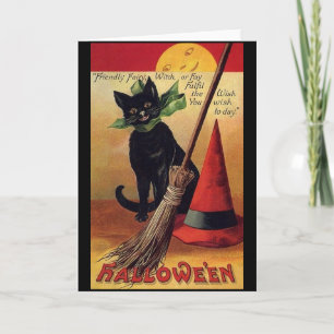 Vintage Halloween av Ellen Clapsaddle, Black Cat Kort
