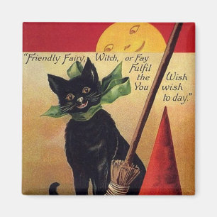 Vintage Halloween av Ellen Clapsaddle, Black Cat Magnet