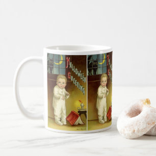 Vintage Halloween av Ellen Clapsaddle, Ghost Story Kaffemugg