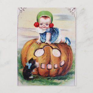 Vintage Halloween Baby på Pumpkin Vykort