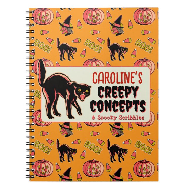 Vintage Halloween-bärbar dator Anteckningsbok (Framsidan)