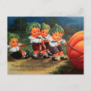 Vintage Halloween-barn och pumpkort Helg Vykort