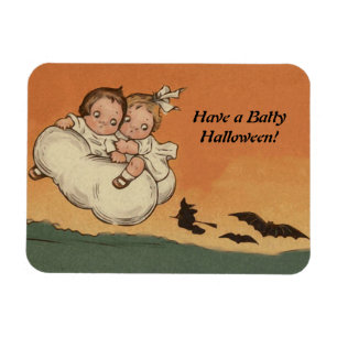 Vintage Halloween Barn som flyger Fladdermöss Chas Magnet
