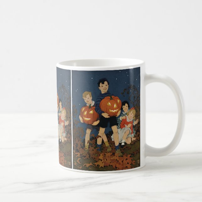 Vintage Halloween, barn som håller i påsar Kaffemugg (Höger)